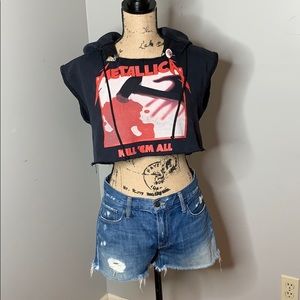 Vintage Metallica Cropped Hoodie Sweatshirt, Small